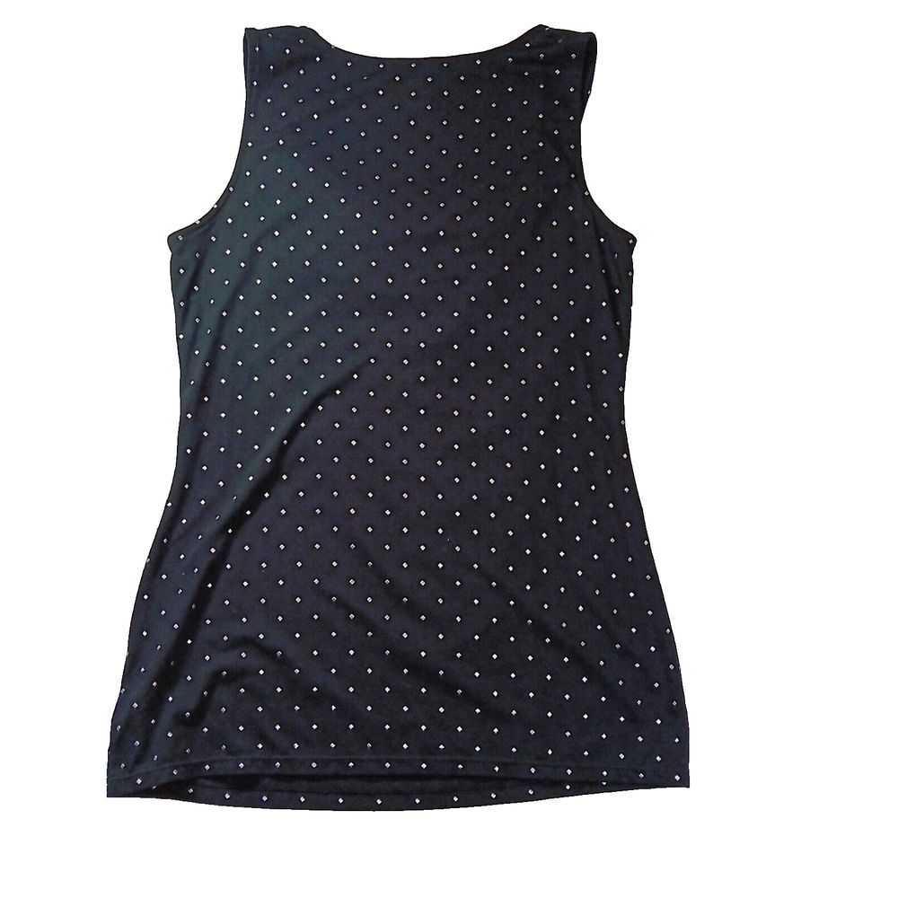 White /Black House Market ‎ Sleeveless  Black Blouse Dewdrops Draped Size Small - Picture 5 of 7